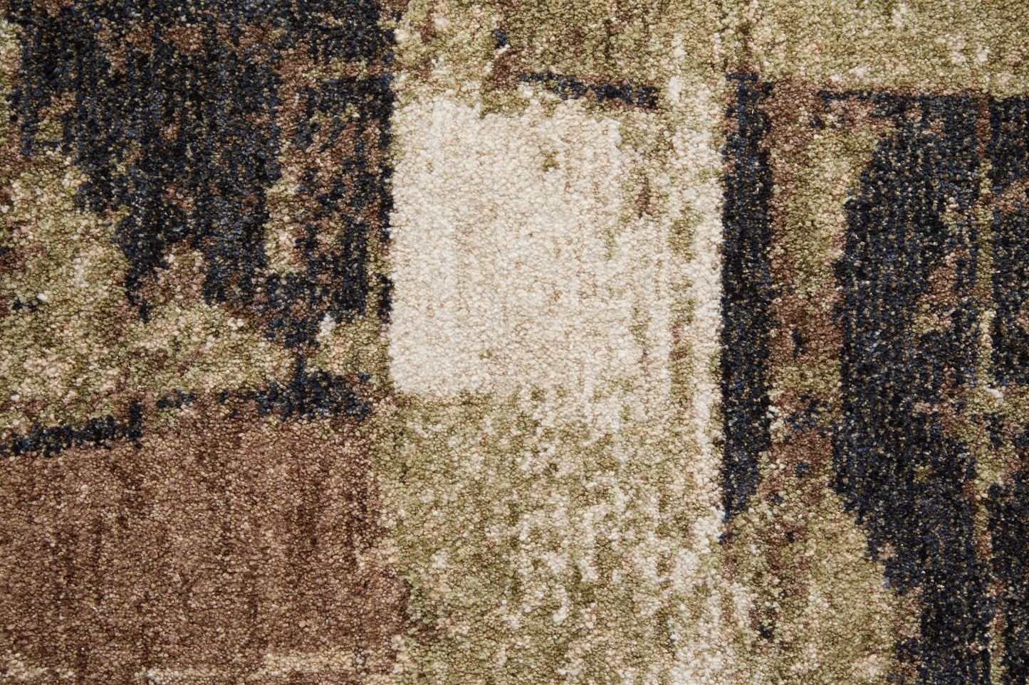 Pearson Modern/Industrial Abstract/Color Block/Distressed Ivory/Green/Brown - Feizy Rug