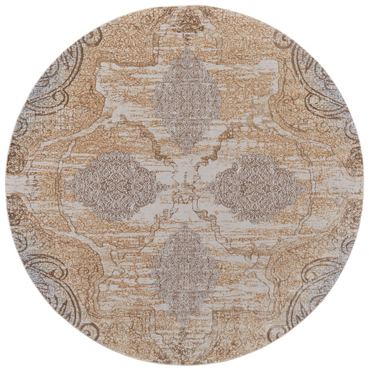 Celene Traditional/Vintage/Cottage Silver/Tan/Gray Round Rug  Feizy Rugs Small Parcel,Feizy Rugs,Celene,Silver/Tan/Gray,7'9" x 7'9" Round,Round Rug,Viscose/Polyester,Traditional/Vintage/Cottage,Turkey