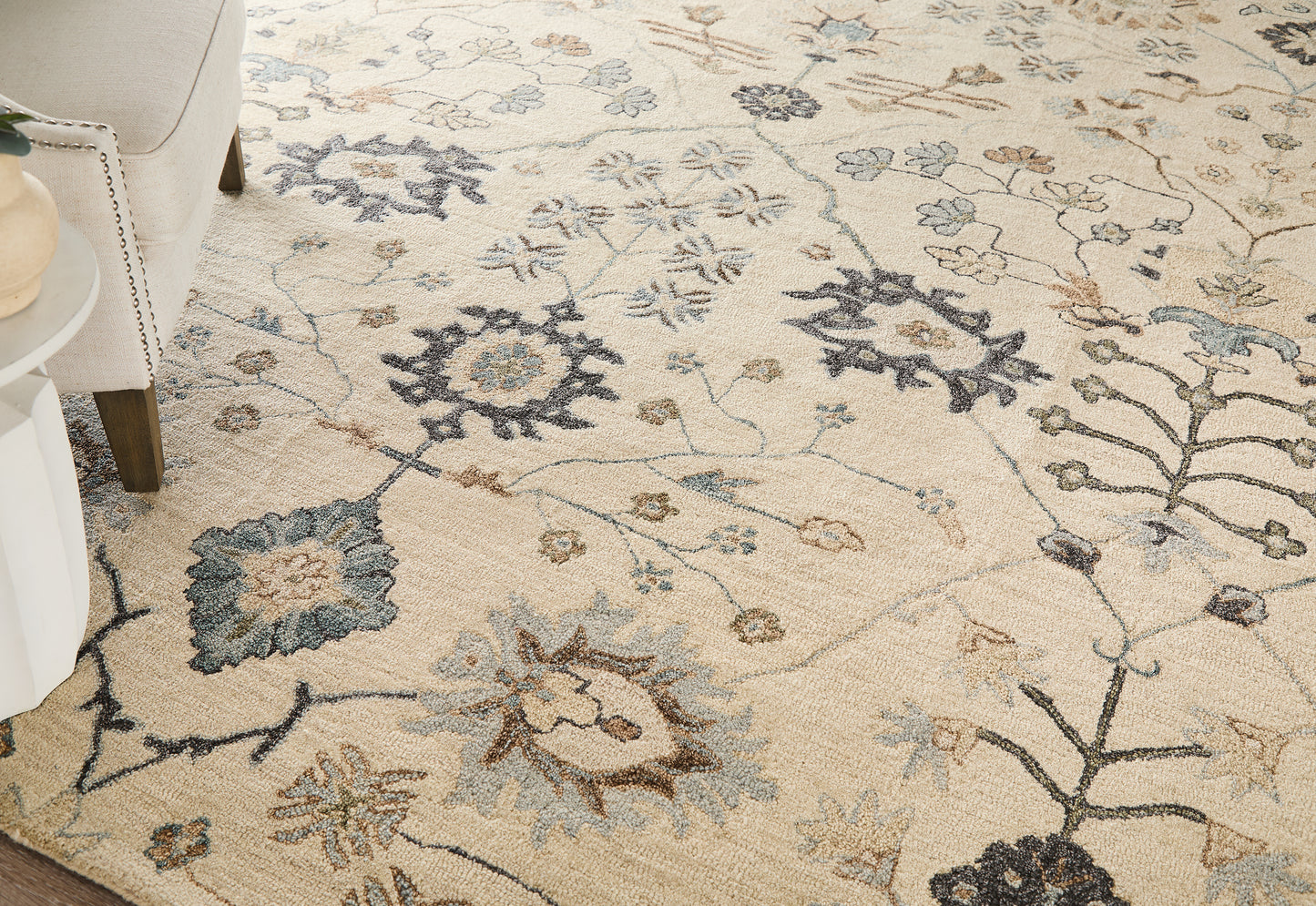 Springfield Transitional Floral & Botanical/Moroccan Ivory/Tan/Gray - Feizy Rug