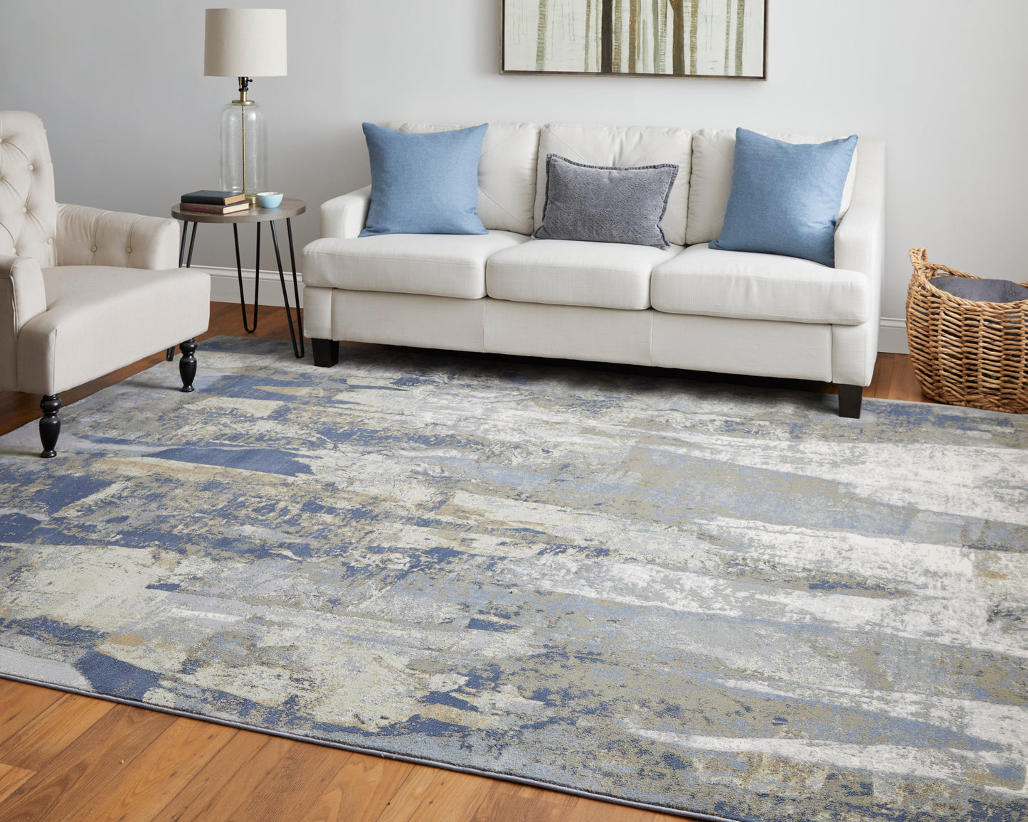 Clio Modern/Casual/Luxury & Glam Abstract/Distressed Blue/Gray/Tan - Feizy Rug