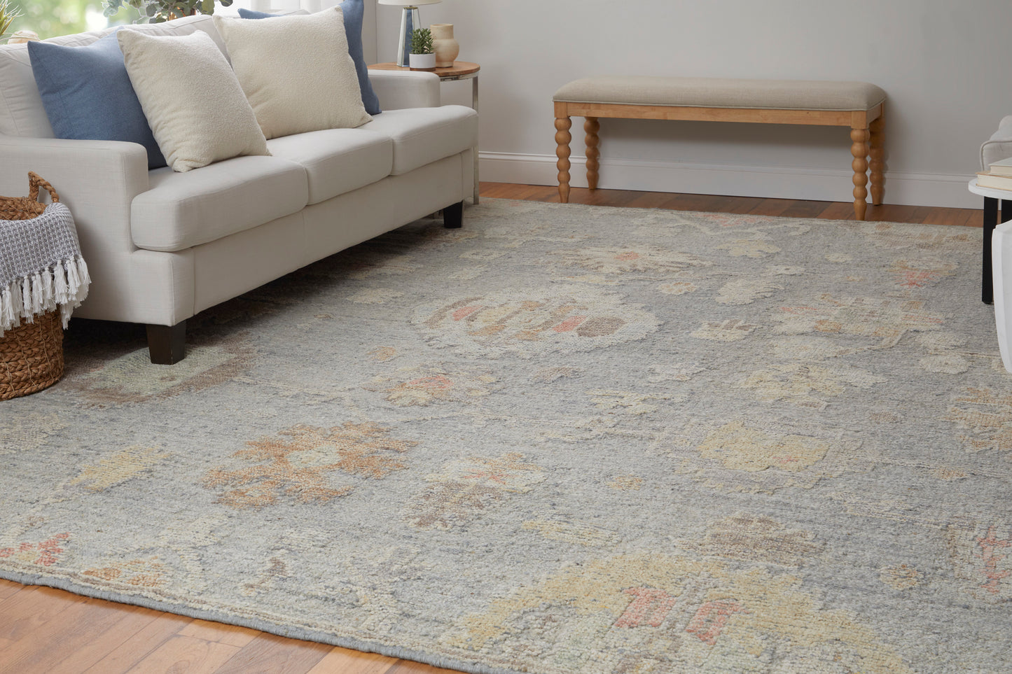 Grafton Transitional/Craftsman/Bohemian & Eclectic Floral & Botanical Blue/Gray/Yellow - Feizy Rug