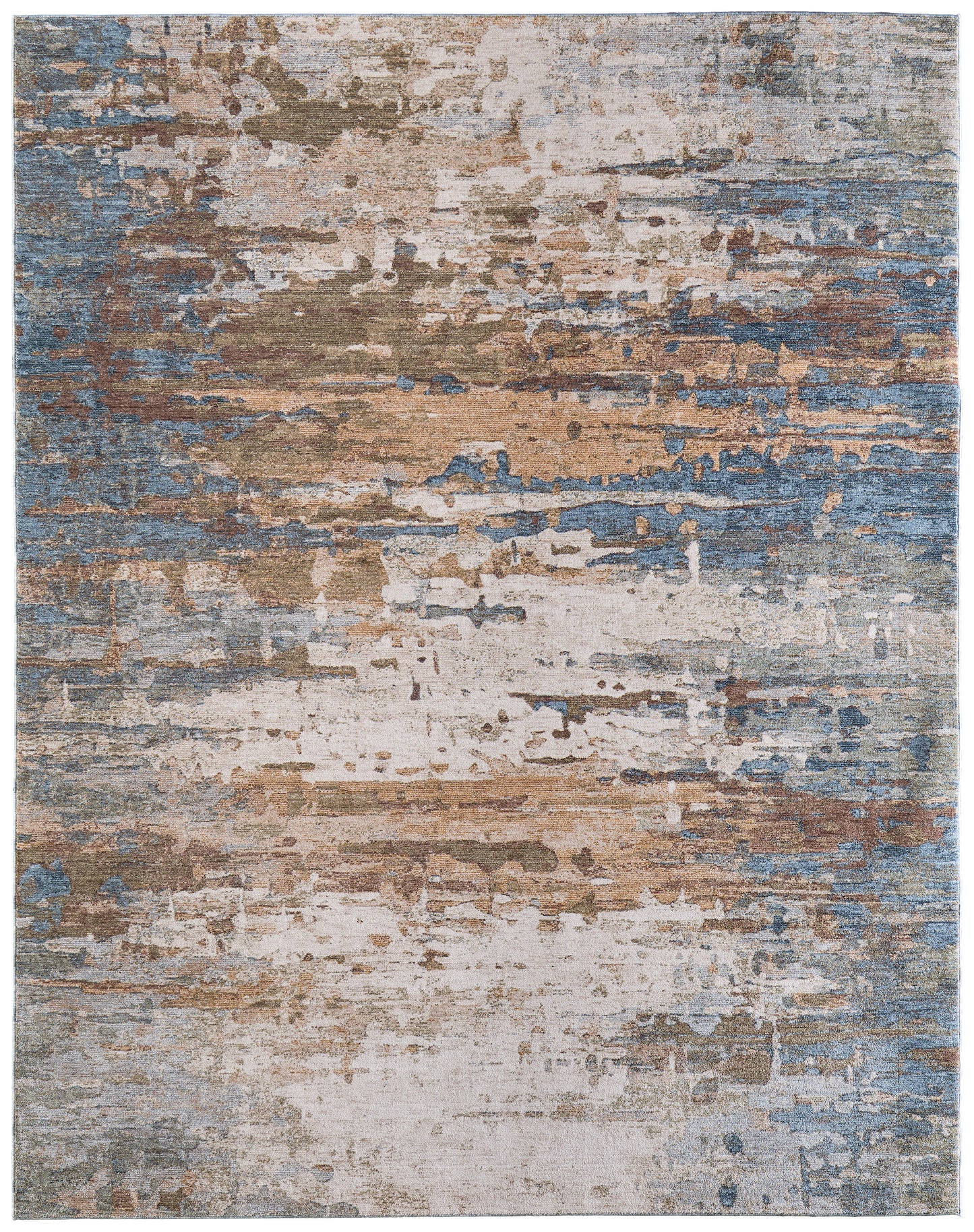 Pearson Modern/Industrial Abstract/Watercolor/Distressed Blue/Ivory/Brown - Feizy Rug