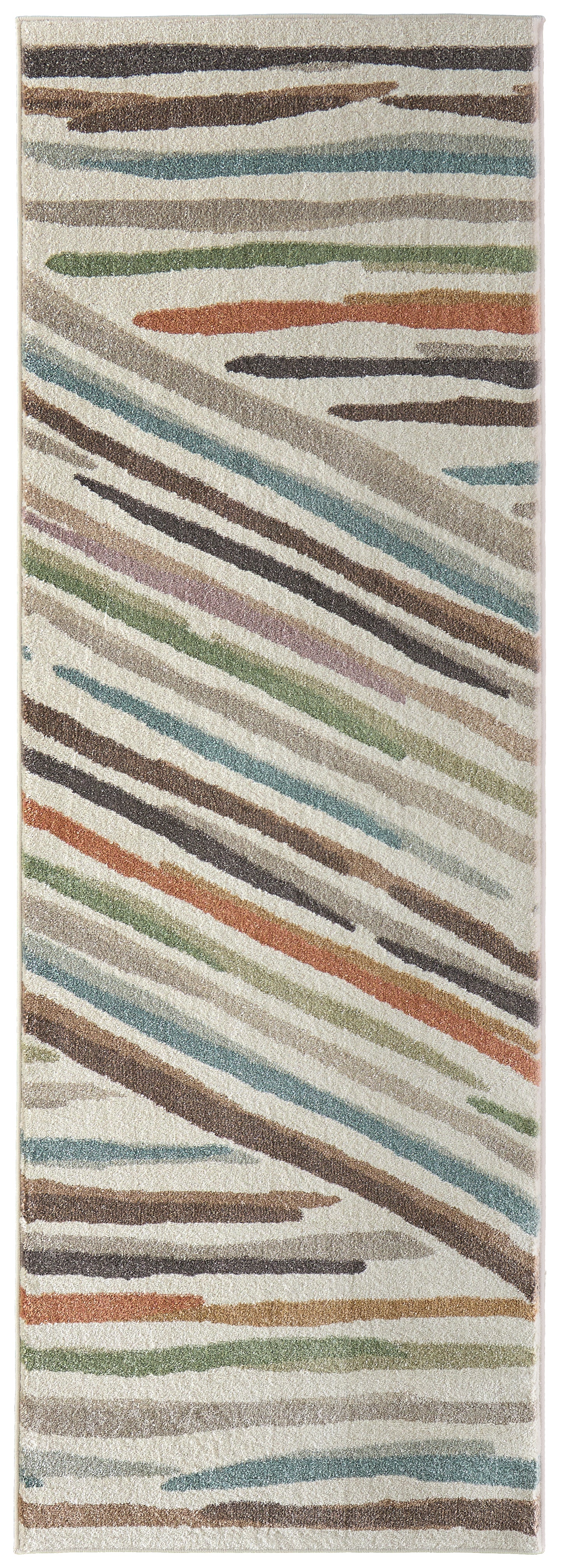 Eden Modern Abstract/Stripes Ivory/Brown/Blue - Feizy Rug