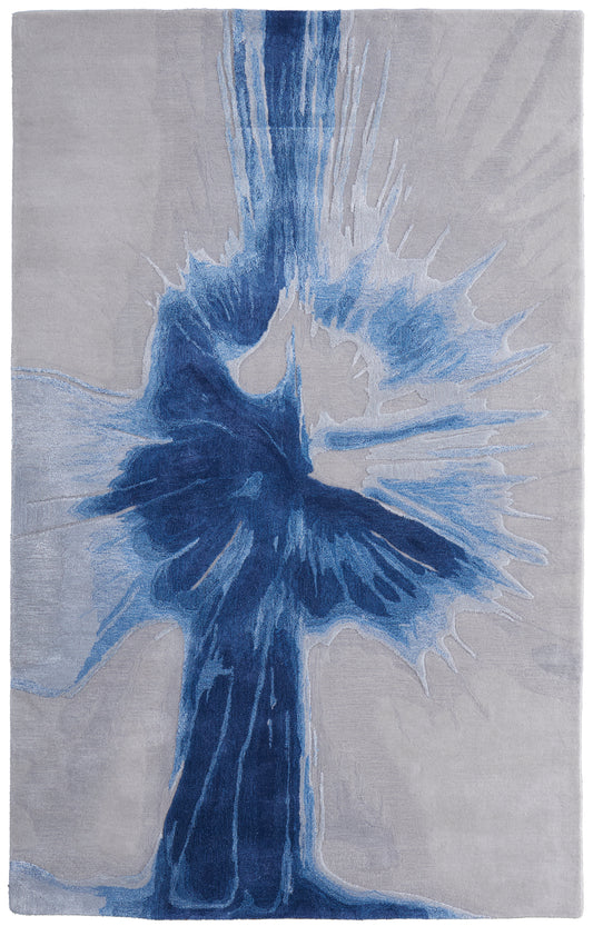 Kawai Modern/Global/Bohemian & Eclectic Blue/Gray Area Rug