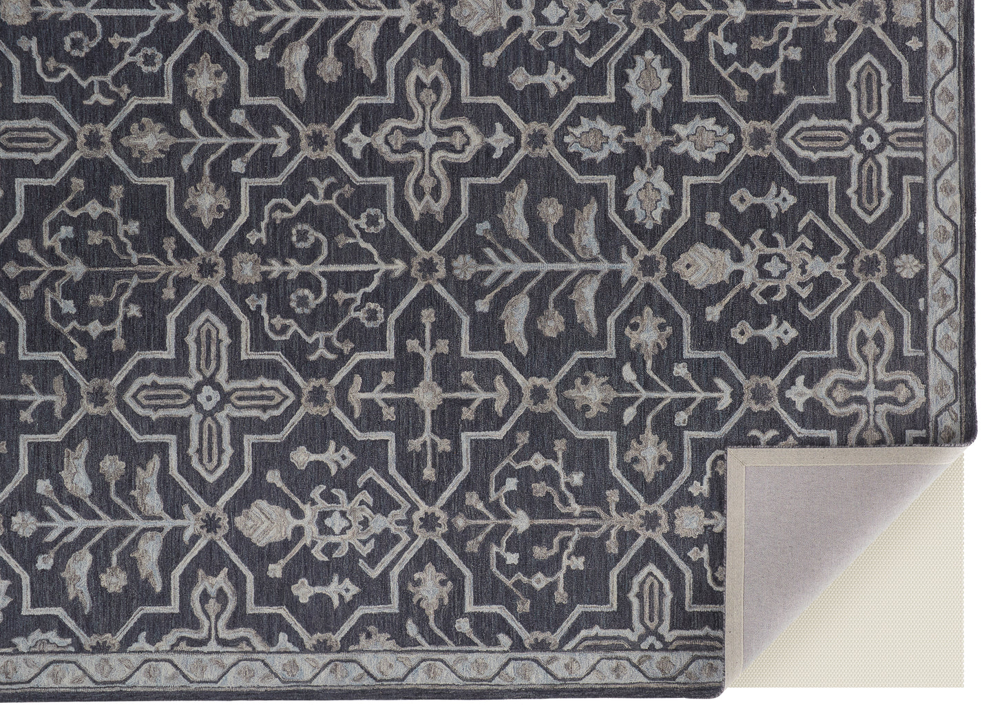 Fallon Traditional/Classic Oriental/Geometric/Floral & Botanical Blue/Gray - Feizy Rug