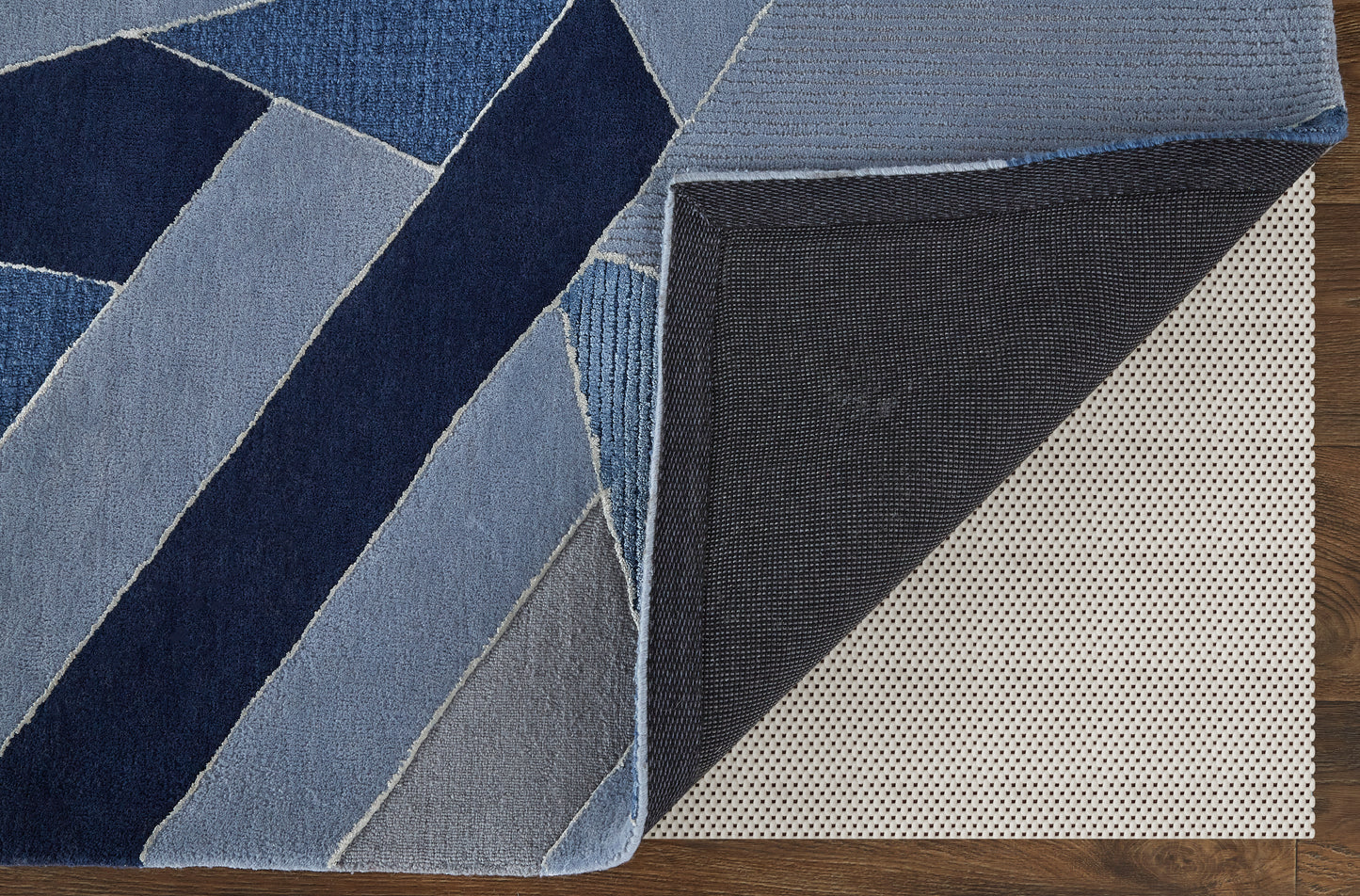 Nash Modern/Bohemian & Eclectic/Mid-Century Modern Geometric/Color Block Blue/Silver - Feizy Rug