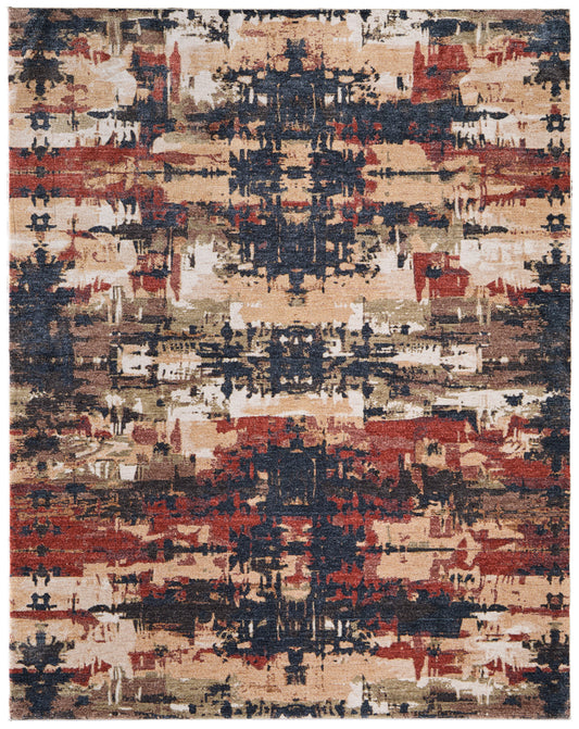 Pearson Modern/Industrial Abstract/Color Block/Distressed Blue/Red/Tan - Feizy Rug