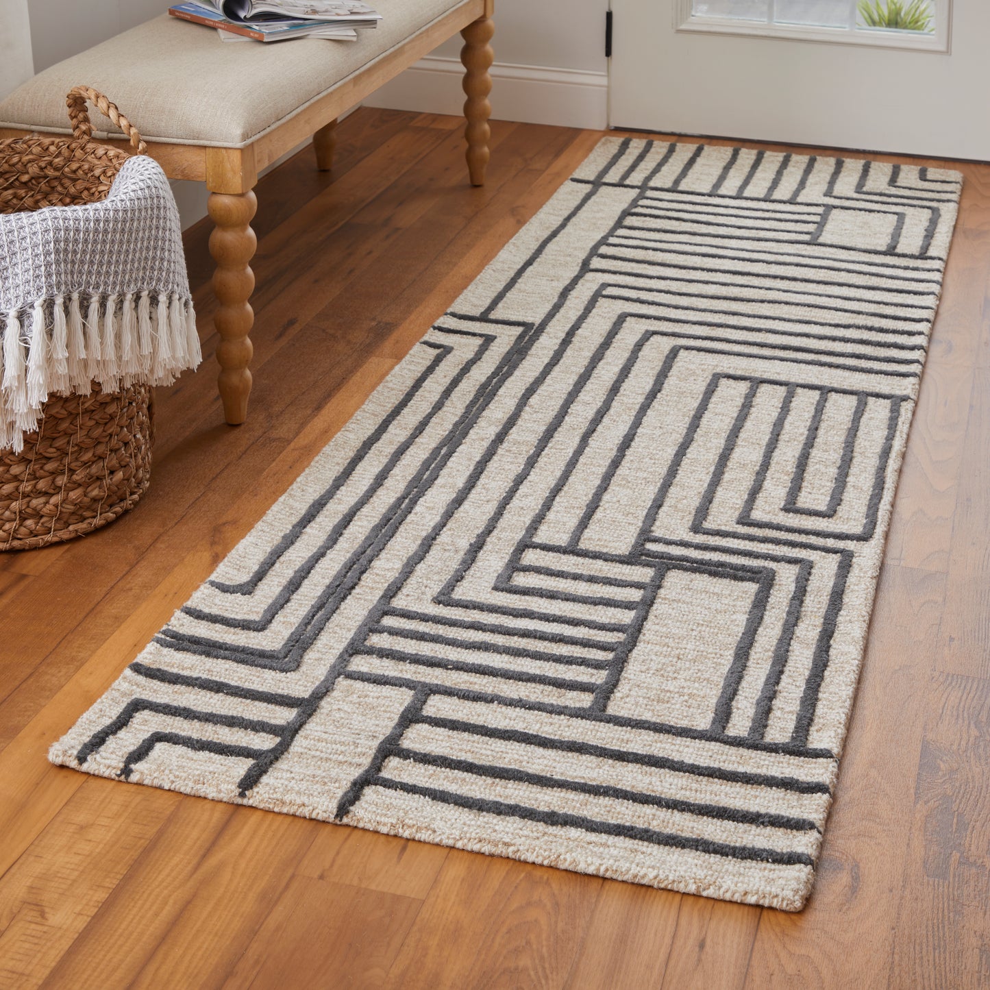 Gansett Modern/Casual Geometric/Stripes Tan/Brown - Feizy Rug