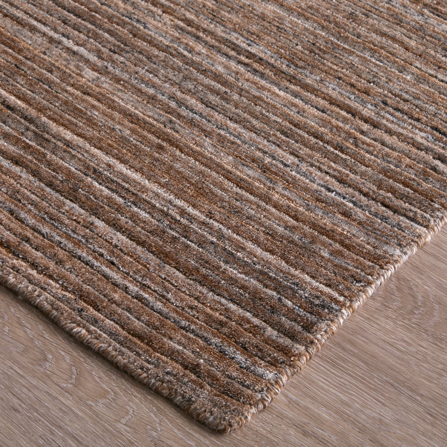 Lakewood Modern/Casual Solid/Distressed/Stripes Brown/Black/Gray - Feizy Rug
