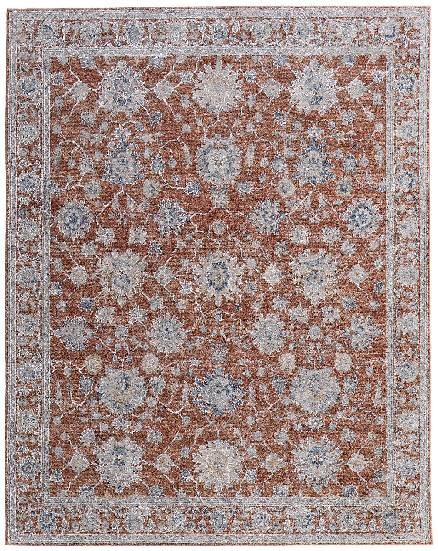 Pasha Transitional/Bohemian & Eclectic/Cottage Red/Ivory/Blue Area Rug