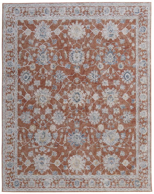 Pasha Transitional/Bohemian & Eclectic/Cottage Red/Ivory/Blue Area Rug