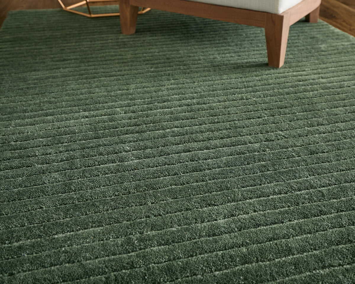Cornerstone Modern/Casual Solid/Stripes Green - Feizy Rug