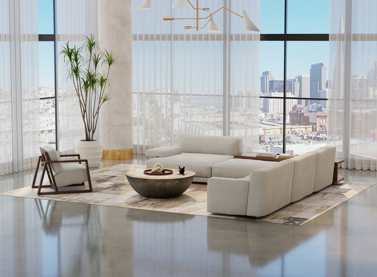 Pearson Modern/Industrial Abstract/Color Block/Distressed Ivory/Green/Brown - Feizy Rug
