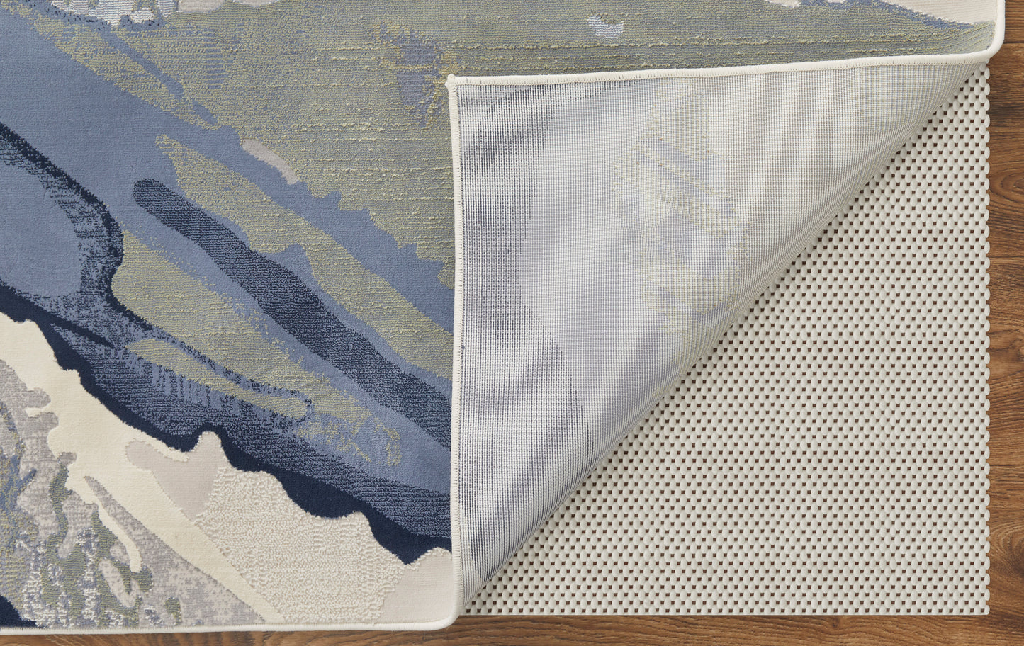 Clio Modern/Industrial/Casual Blue/Gray/Ivory Area Rug