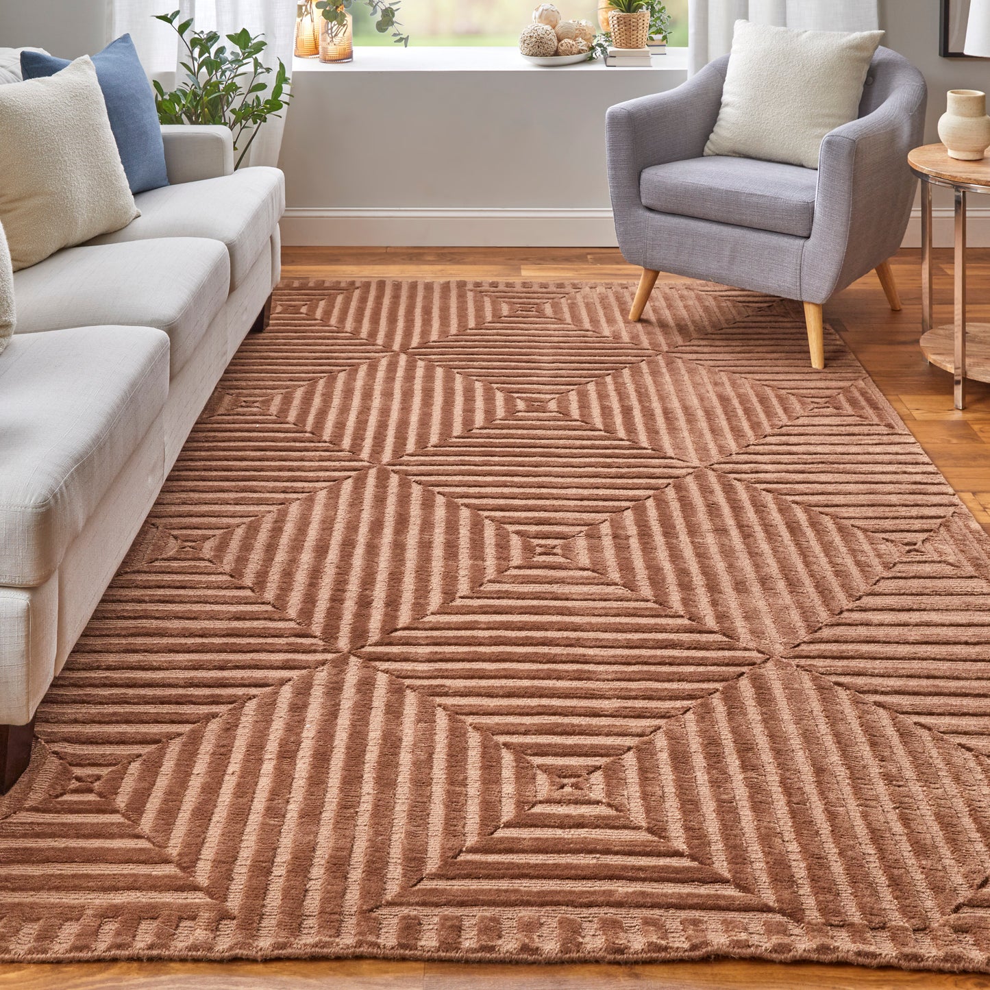 Channels Modern/Global Geometric Orange/Brown - Feizy Rug