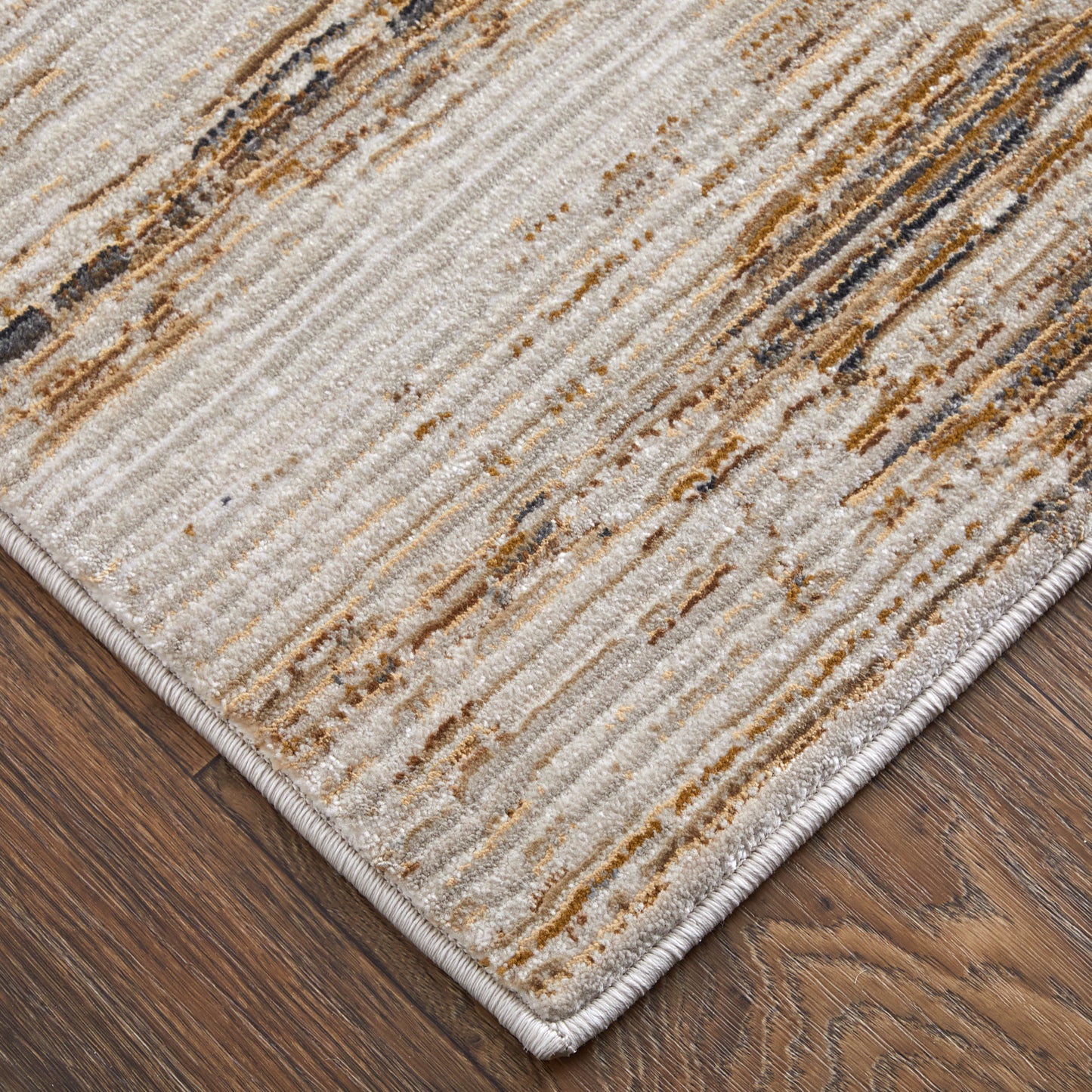 Deja Modern/Casual/Natural Distressed/Abstract Ivory/Brown/Tan - Feizy Rug