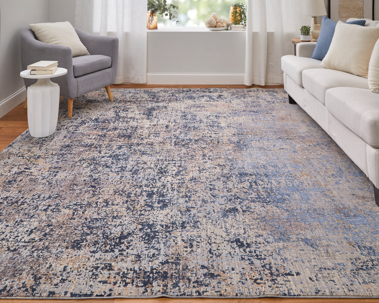 Pryor Modern/Casual/Bohemian & Eclectic Blue/Tan/Brown Accent Rug  Feizy Rugs Small Parcel,Feizy Rugs,Pryor,Blue/Tan/Brown,2' x 3',Accent Rug,Polyester/Viscose,Modern/Casual/Bohemian & Eclectic,Turkey