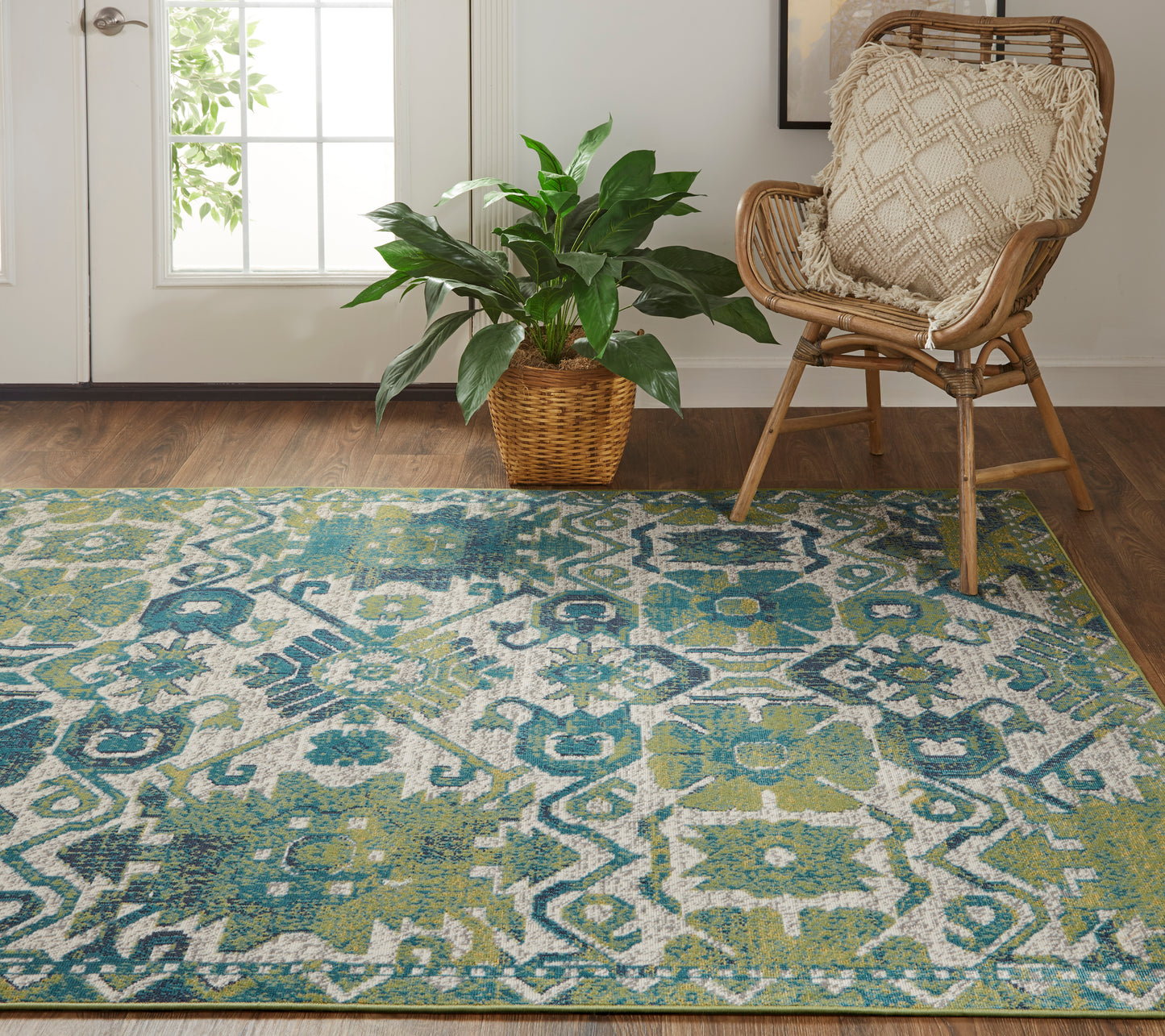 Foster Transitional/Vintage/Global Oriental/Geometric/Floral & Botanical Green/Blue - Feizy Rug