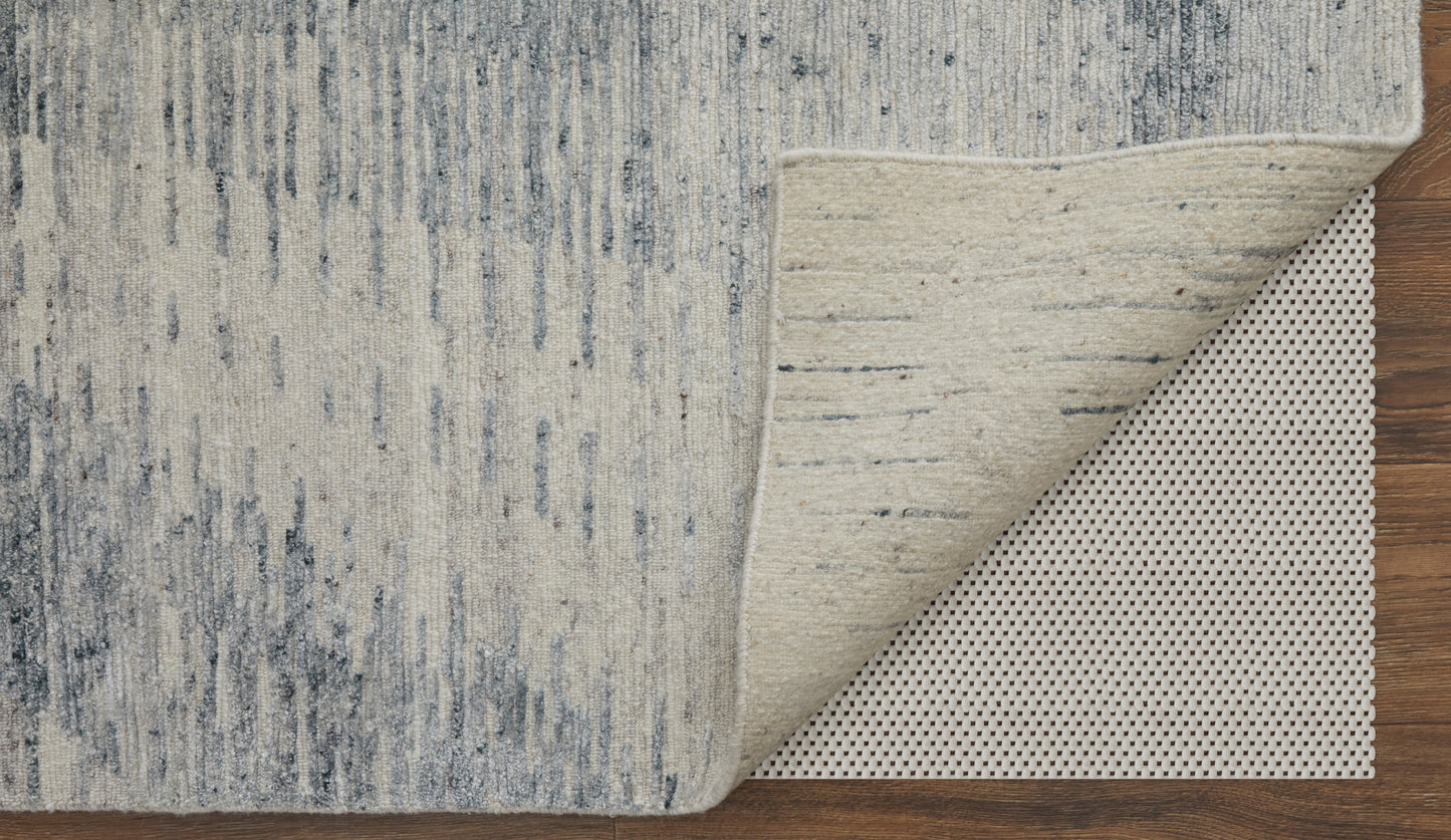 Brighton Modern/Industrial/Global Ivory/Blue/Gray Area Rug