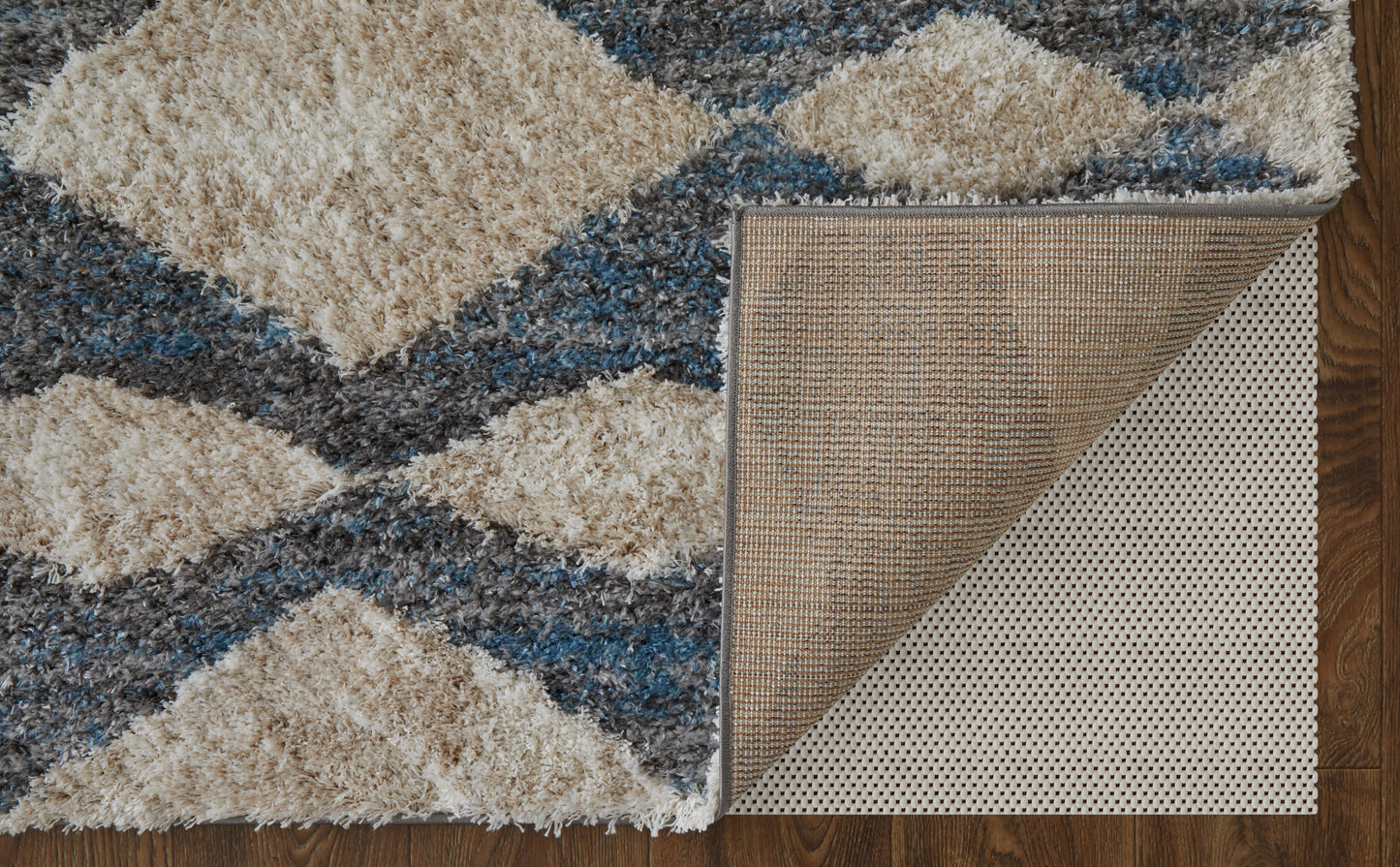 Mynka Transitional/Bohemian & Eclectic/Casual Ivory/Gray/Blue Accent Rug