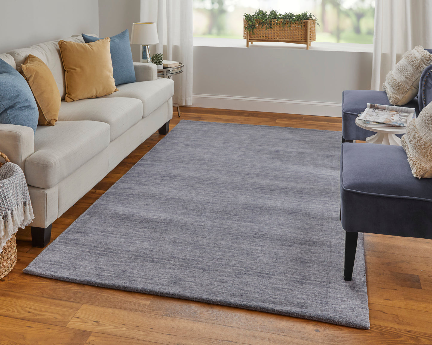 Luna Modern/Casual Gray/Blue Area Rug