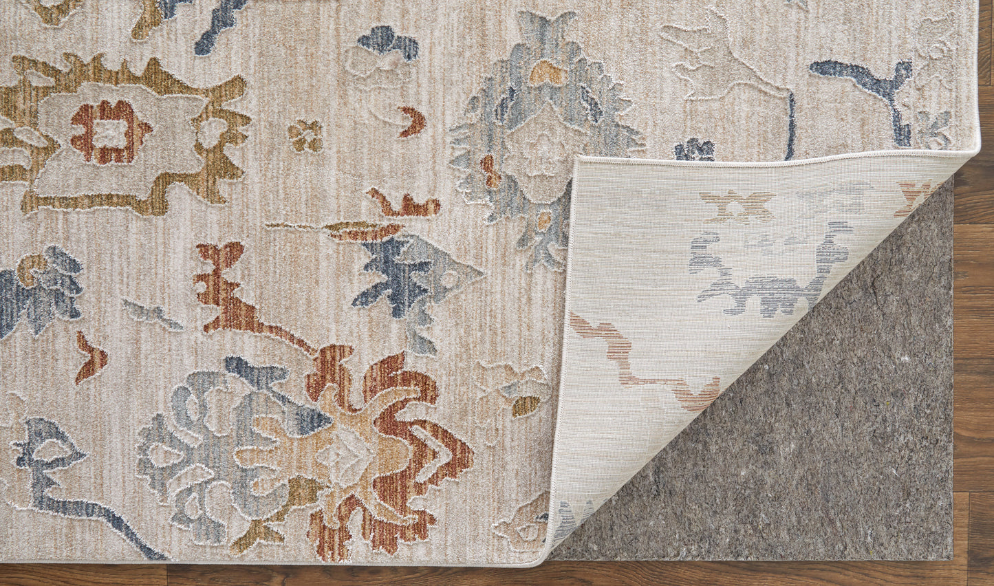 Pasha Transitional/Bohemian & Eclectic/Cottage Floral & Botanical/Distressed/Abstract Ivory/Blue/Gold - Feizy Rug