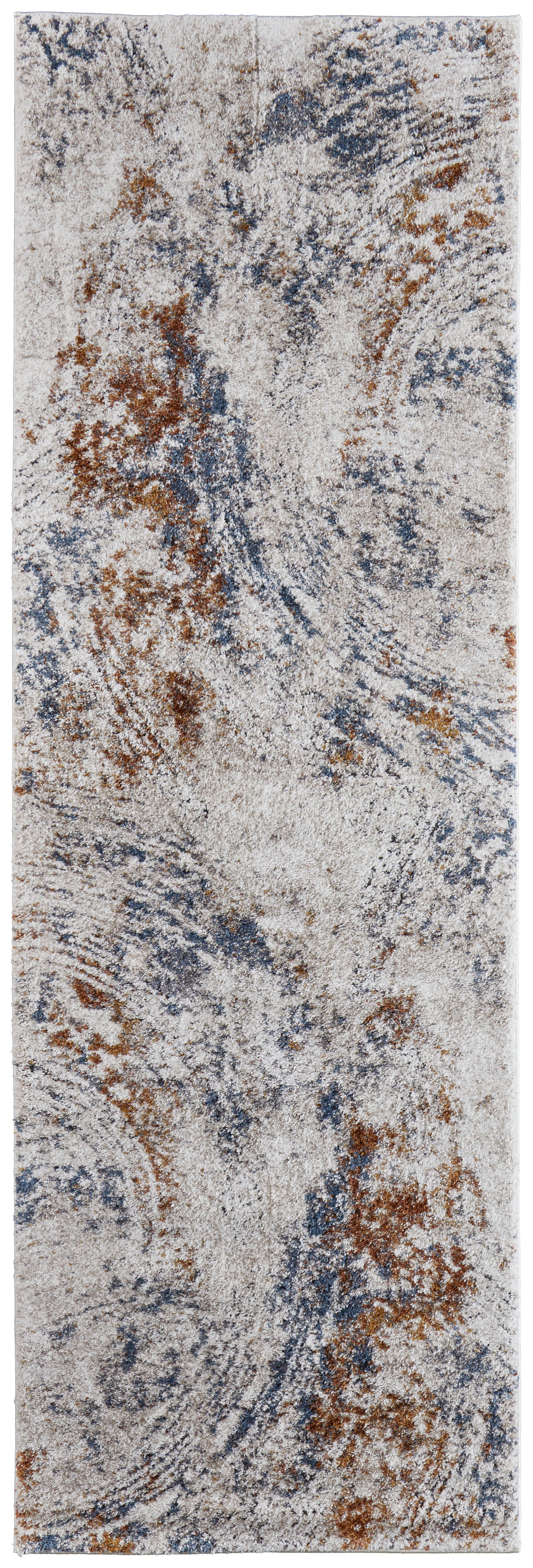 Gilmore Modern/Bohemian & Eclectic/Casual Abstract/Watercolor Ivory/Blue/Orange - Feizy Rug