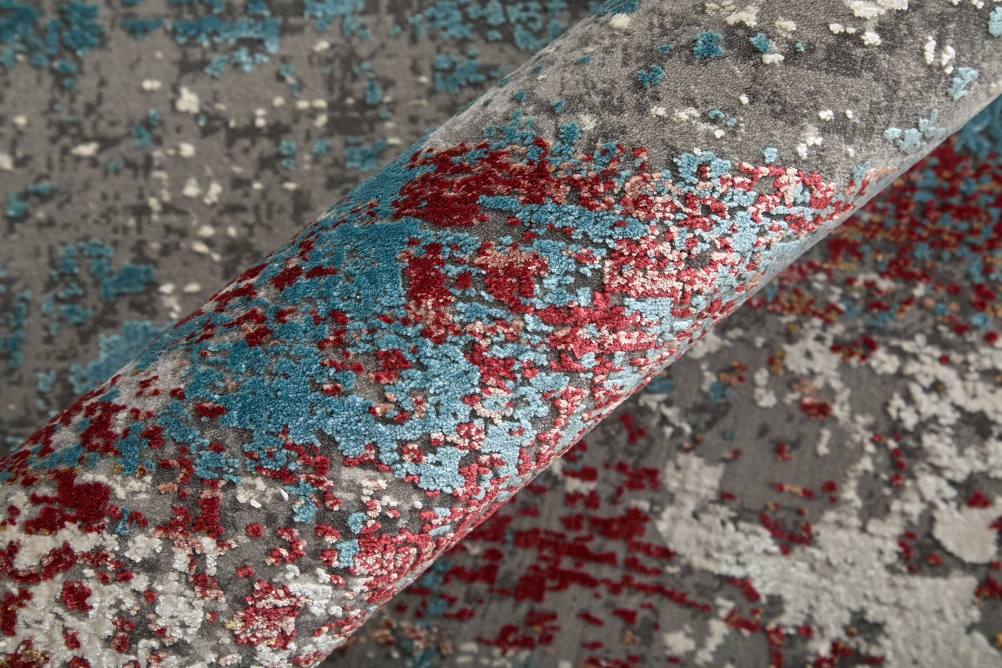 Cadiz Modern/Industrial/Luxury & Glam Abstract/Watercolor/Stripes Gray/Red/Blue - Feizy Rug