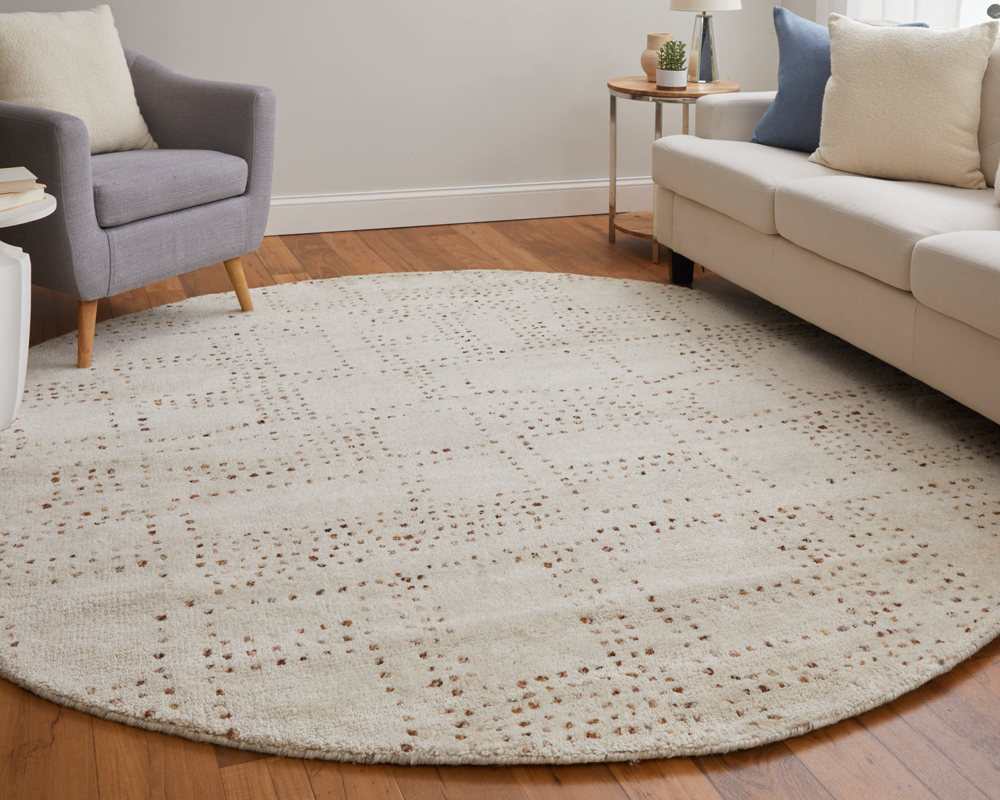 Truxel Modern/Casual Polka Dots/Geometric Tan/Brown - Feizy Rug