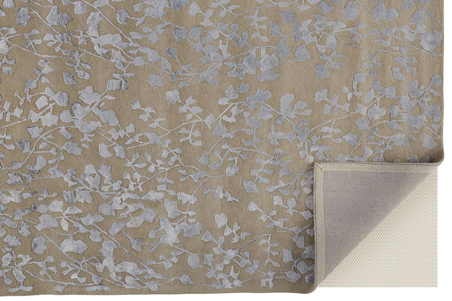 Bella Transitional/Casual Floral & Botanical Tan/Silver/Gray - Feizy Rug