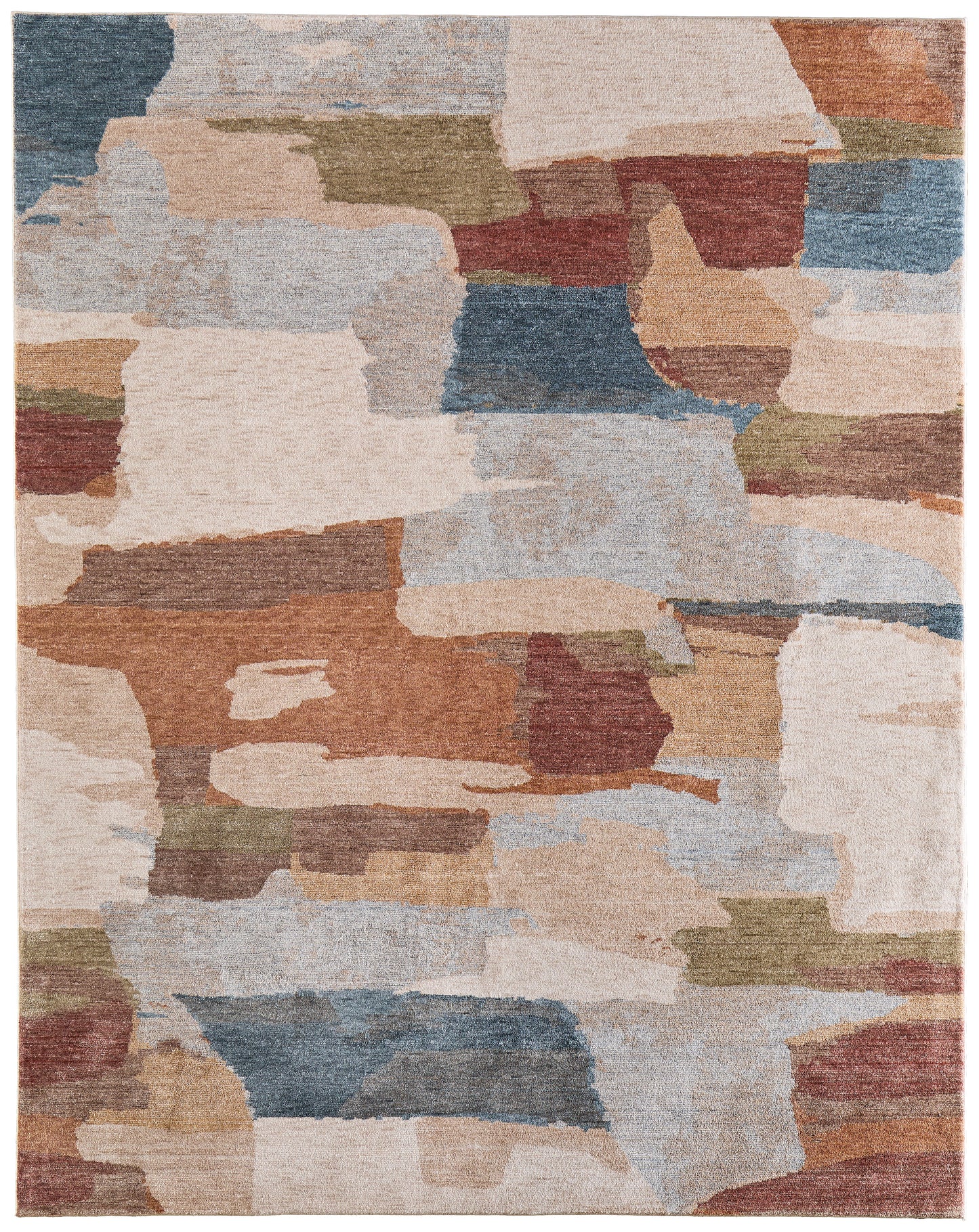Pearson Modern Abstract/Color Block Blue/Ivory/Orange - Feizy Rug
