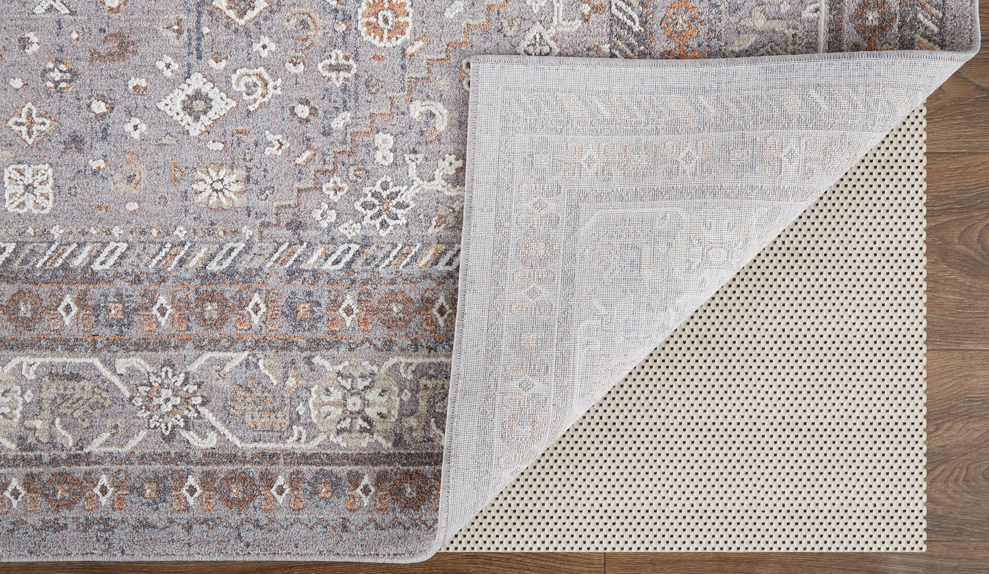 Francisco Transitional/Southwestern/Classic Medallion/Bordered/Oriental Gray/Orange/Ivory - Feizy Rug