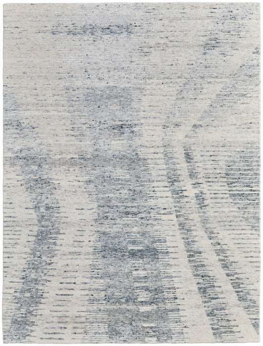 Brighton Modern/Industrial/Global Ivory/Blue/Gray Area Rug