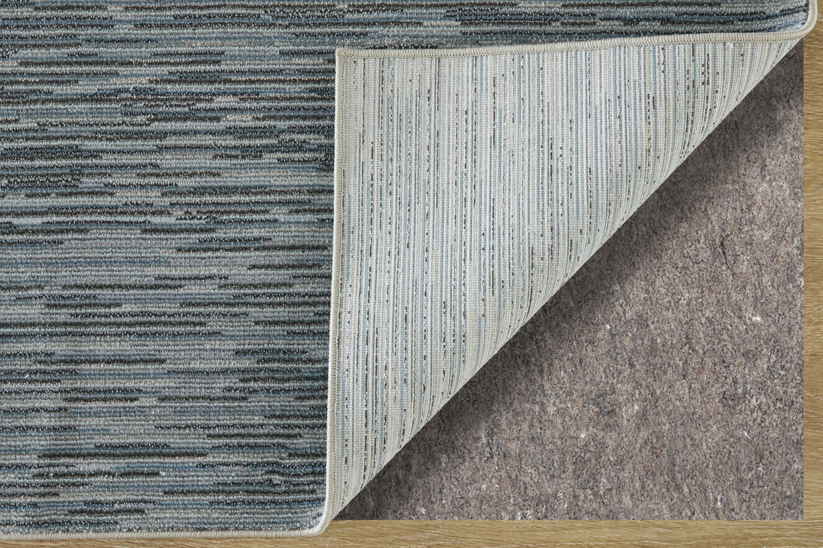 Priestley Modern Solid/Stripes Blue - Feizy Rug