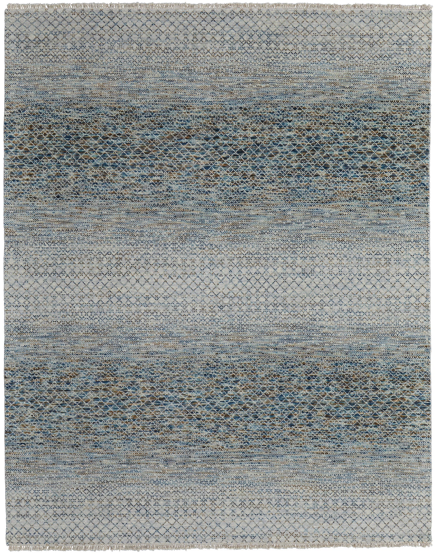 Branson Transitional/Casual/Scandinavian Solid/Geometric Blue/Ivory/Brown - Feizy Rug