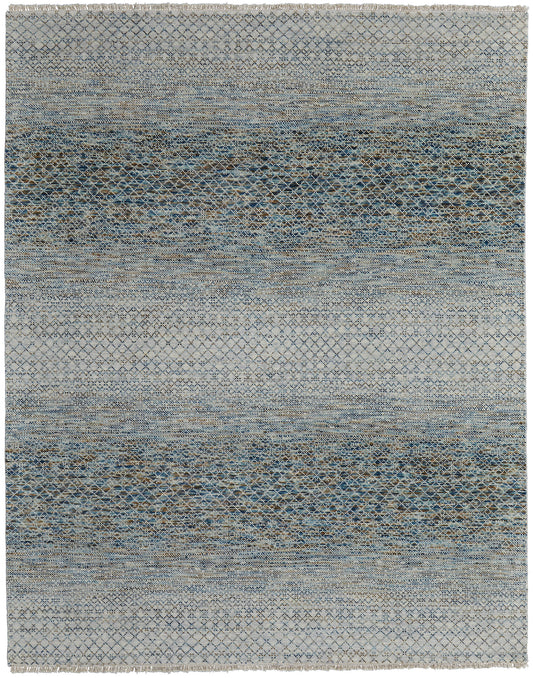Branson Transitional/Casual/Scandinavian Solid/Geometric Blue/Ivory/Brown - Feizy Rug