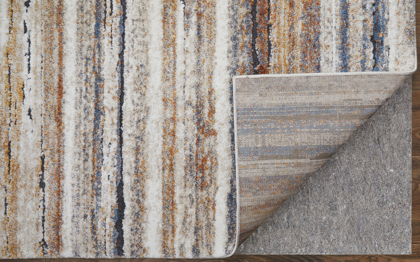 Gilmore Modern/Global Stripes Ivory/Orange/Gray - Feizy Rug