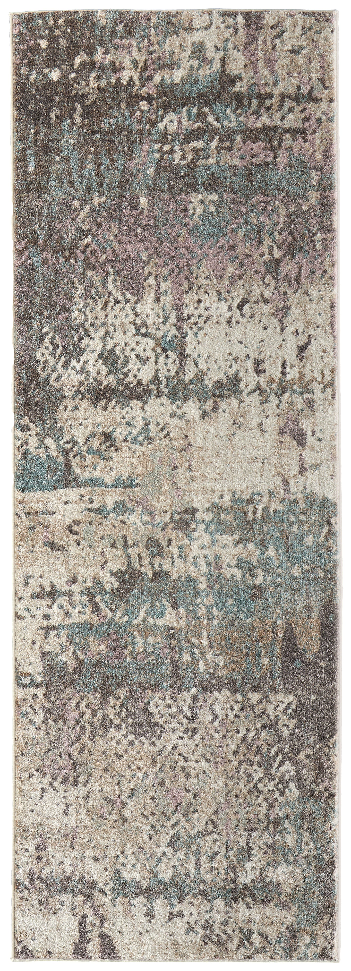 Eden Modern/Industrial/Bohemian & Eclectic Abstract/Distressed/Watercolor Ivory/Blue/Purple - Feizy Rug