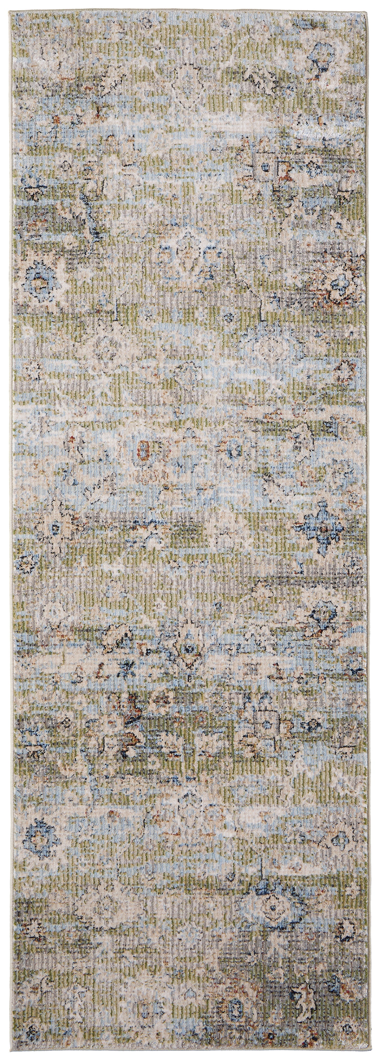 Melrose Traditional/Vintage/Persian Floral & Botanical/Distressed/Gradient & Ombre Green/Ivory/Blue - Feizy Rug