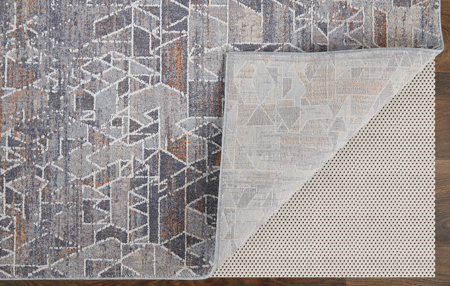 Francisco Transitional/Moroccan/Southwestern Abstract/Geometric/Distressed Gray/Blue/Orange - Feizy Rug