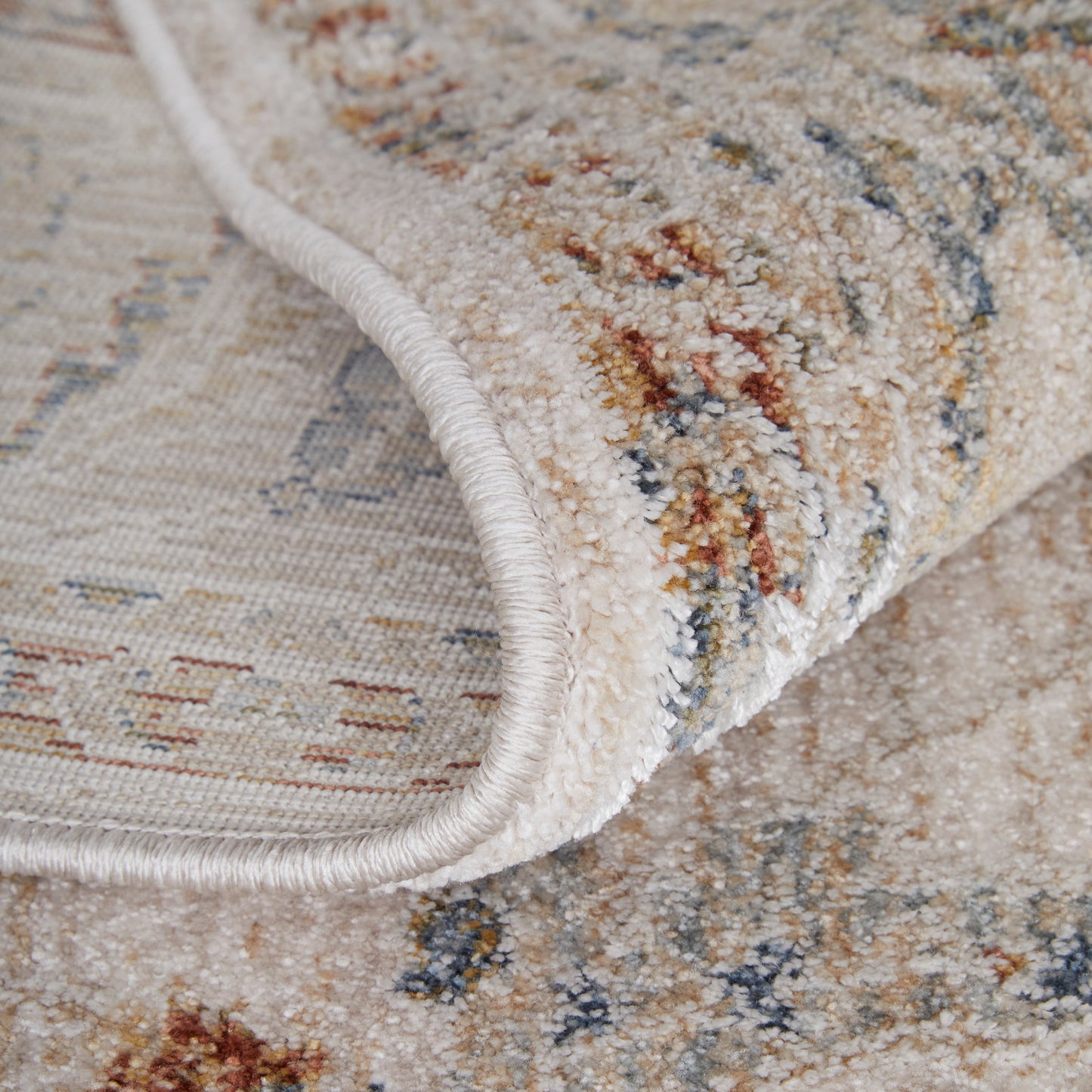 Pasha Transitional/Bohemian & Eclectic/Craftsman Ivory/Blue/Red Area Rug