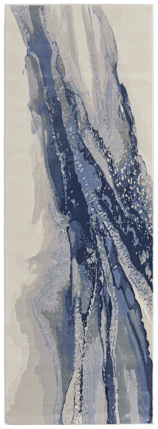 Clio Modern/Industrial/Casual Blue/Gray/Ivory Runner  Feizy Rugs Small Parcel,Feizy Rugs,Clio,Blue/Gray/Ivory,2'9" x 7'10",Runner,Polypropylene,Modern/Industrial/Casual,Turkey