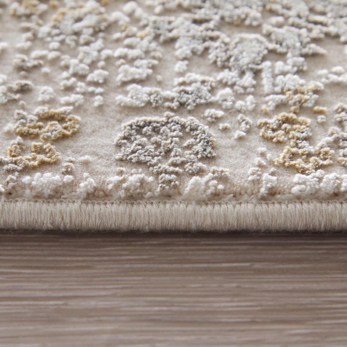 Cadiz Traditional/Vintage Medallion/Bordered/Distressed Ivory/Gray/Gold - Feizy Rug