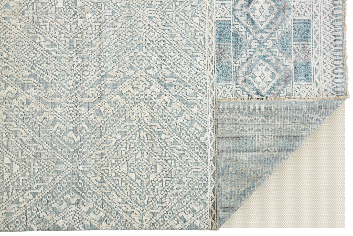 Payton Transitional/Farmhouse/Scandinavian Diamond/Trellis & Lattice Ivory/Blue/Gray - Feizy Rug