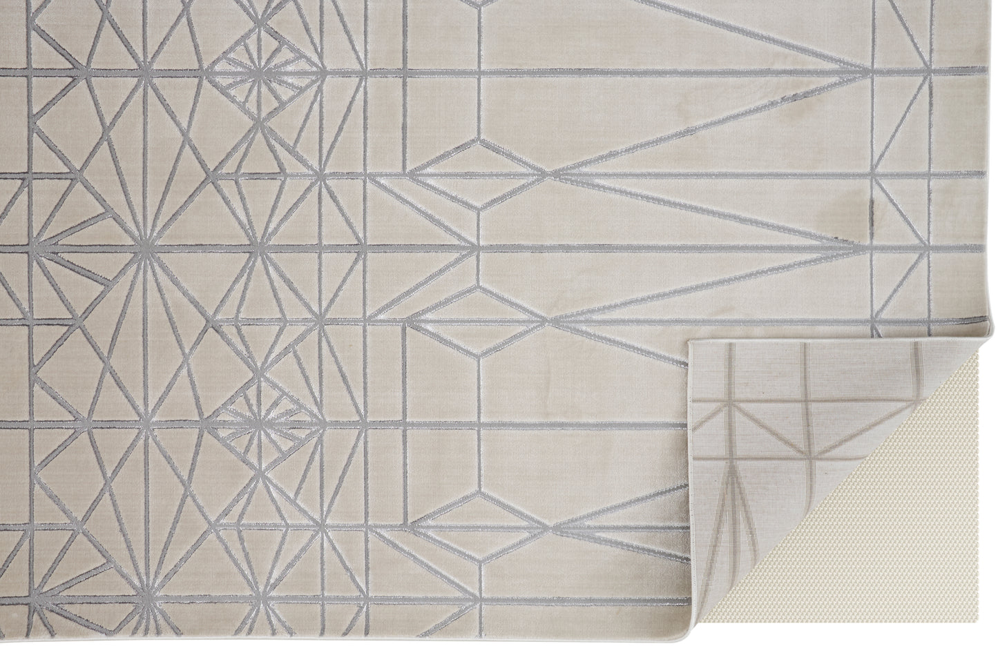 Micah Modern/Mid-Century Modern Geometric White/Silver/Gray - Feizy Rug