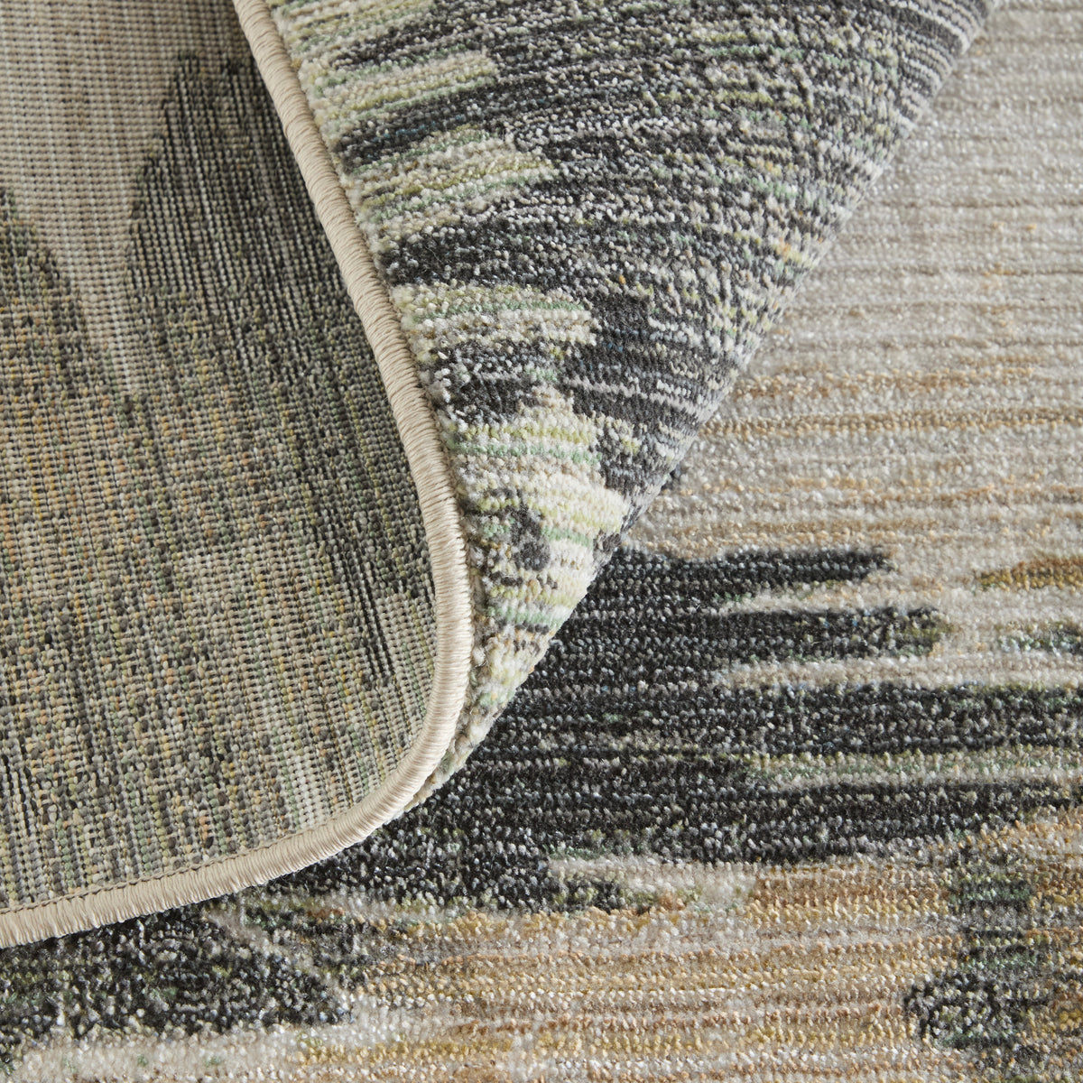 Greenwich Modern Abstract/Ikat/Distressed Ivory/Blue/Black - Feizy Rug