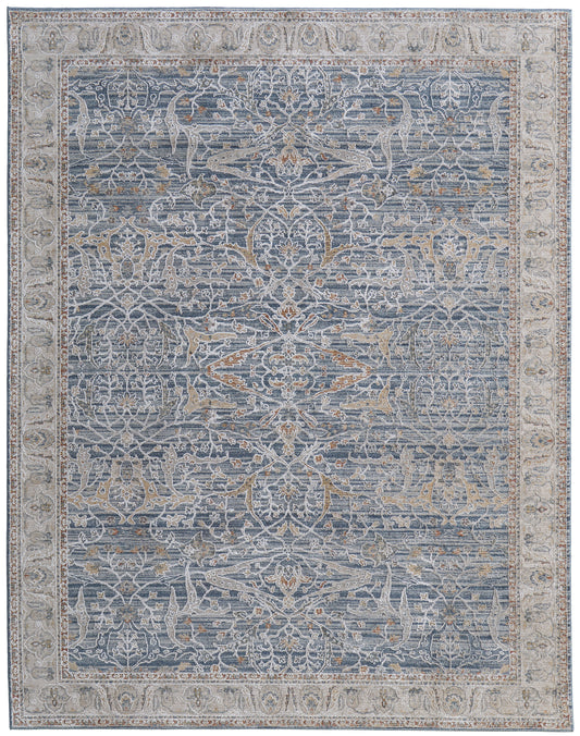 Pasha Transitional/Bohemian & Eclectic/Craftsman Blue/Taupe/Ivory Accent Rug  Feizy Rugs Small Parcel,Feizy Rugs,Pasha,Blue/Taupe/Ivory,2' x 3',Accent Rug,Polyester,Transitional/Bohemian & Eclectic/Craftsman,Turkey