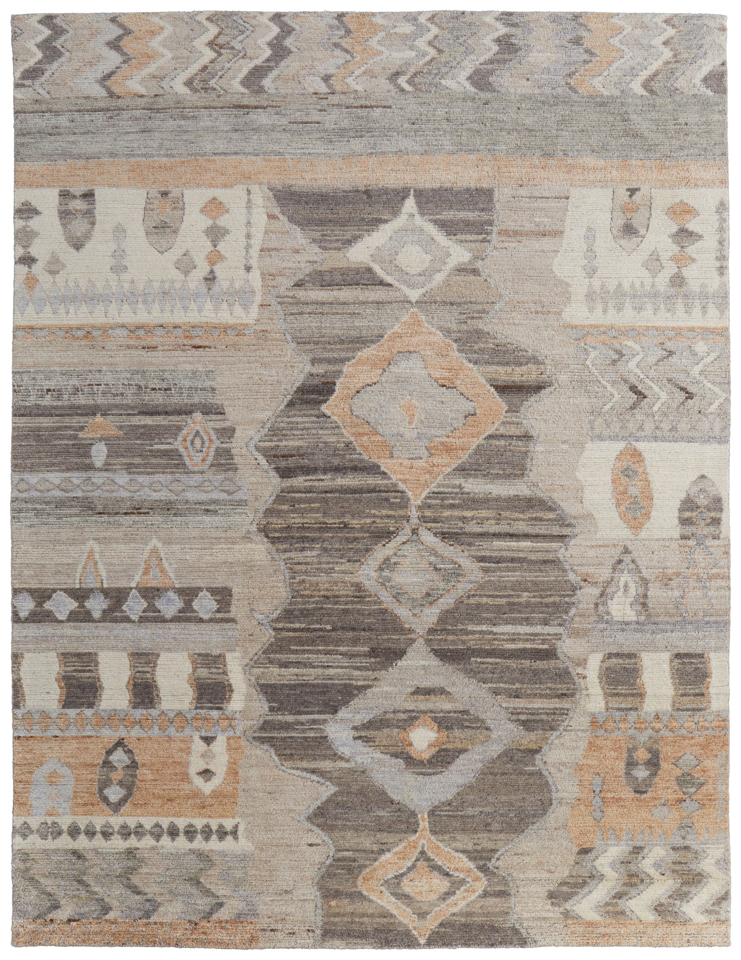 Kasbah Transitional/Bohemian & Eclectic/Country Moroccan/Diamond/Argyle Ivory/Gray/Orange - Feizy Rug