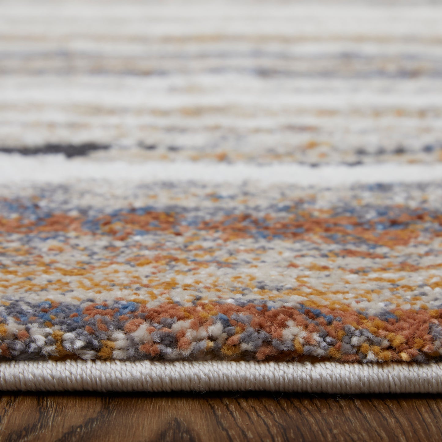 Gilmore Modern/Global Stripes Ivory/Orange/Gray - Feizy Rug