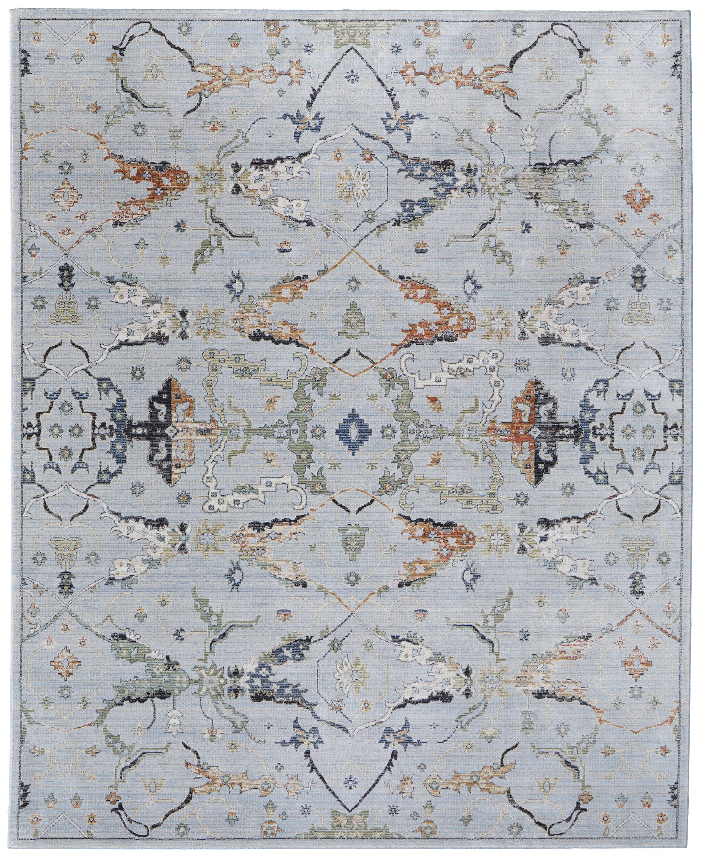 Melrose Traditional/Classic Floral & Botanical/Trellis & Lattice Blue/Green/Ivory - Feizy Rug